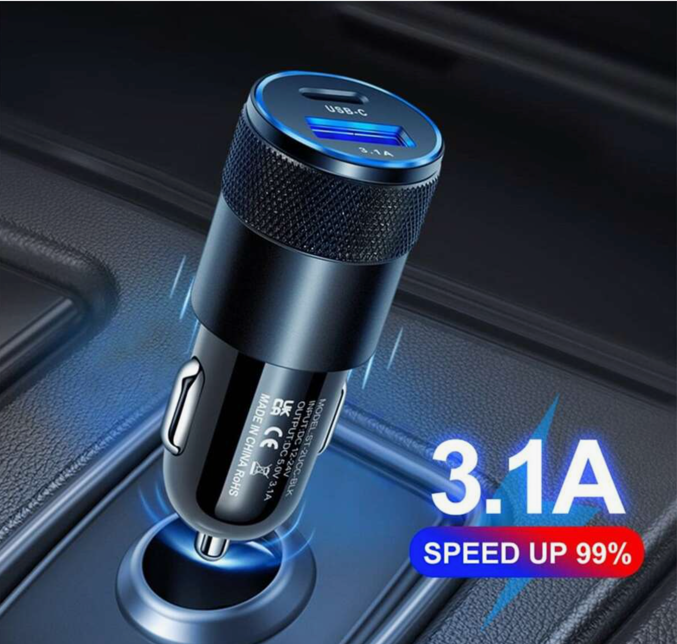 🔌 Chargeur Voiture USB – Double Port (USB + USB-C)